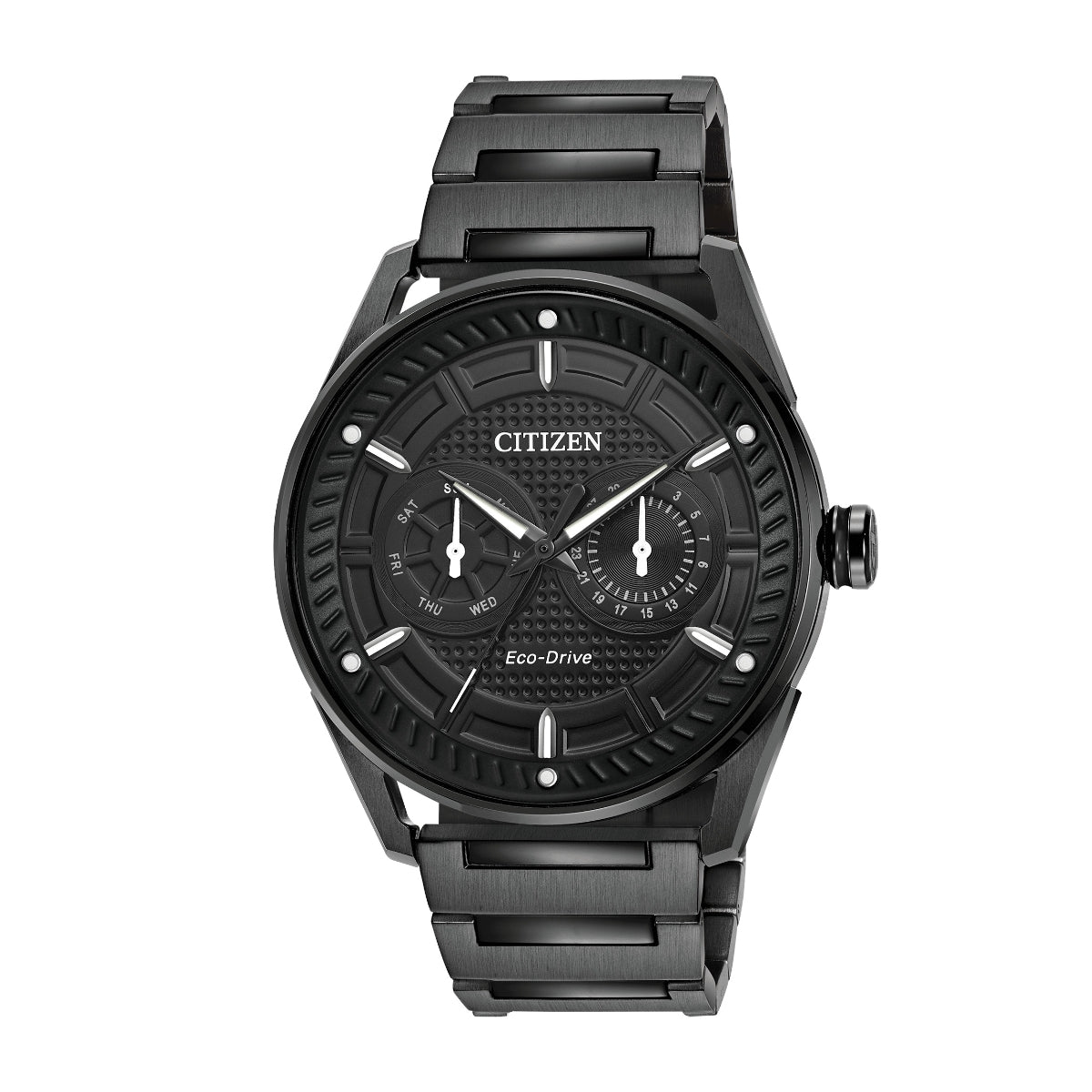 Citizen Men's Eco-Drive Black Stainless Steel Watch with Black Dial