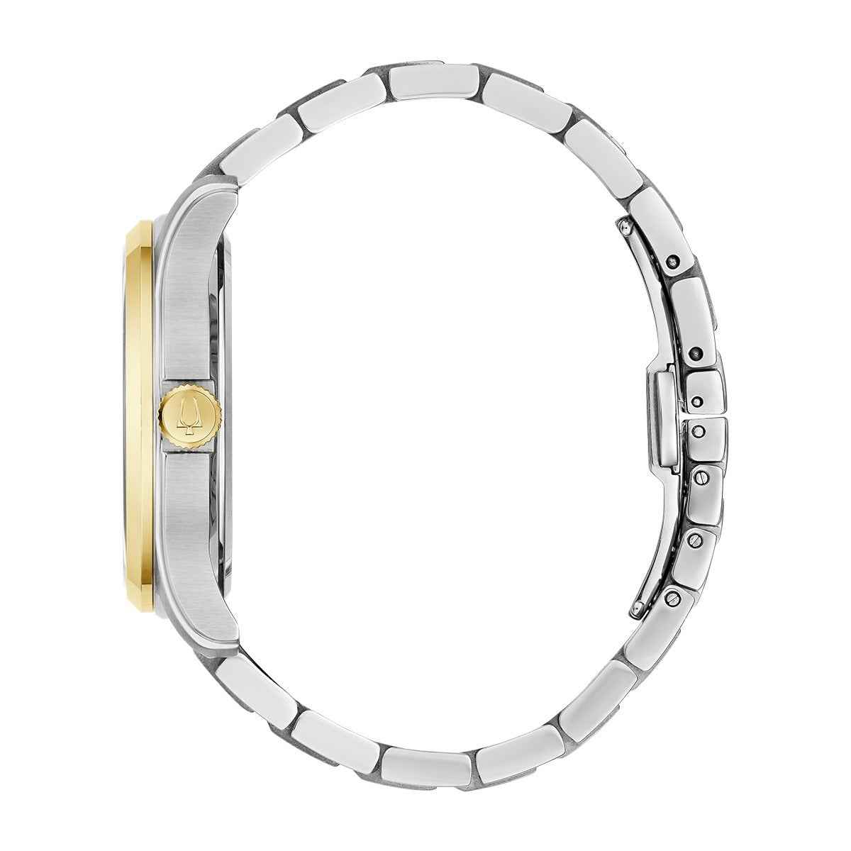 Bulova Men's Quartz Two-Tone Stainless Steel Watch with Silver Dial front view