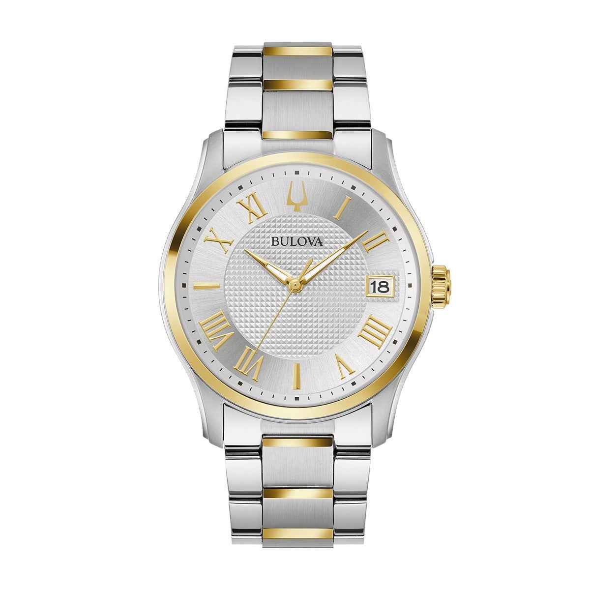 Bulova Men's Quartz Two-Tone Stainless Steel Watch with Silver Dial