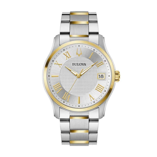 Bulova Men's Quartz Two-Tone Stainless Steel Watch with Silver Dial