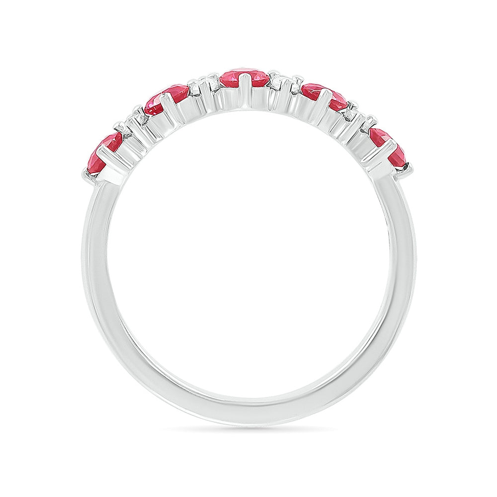 Created Round Ruby & 1/10 ct. tw. Diamond Ring in 10K White Gold front view