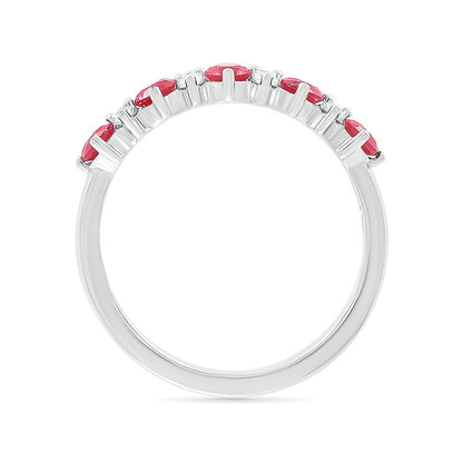 Created Round Ruby & 1/10 ct. tw. Diamond Ring in 10K White Gold front view
