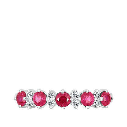 Created Round Ruby & 1/10 ct. tw. Diamond Ring in 10K White Gold close-up detail