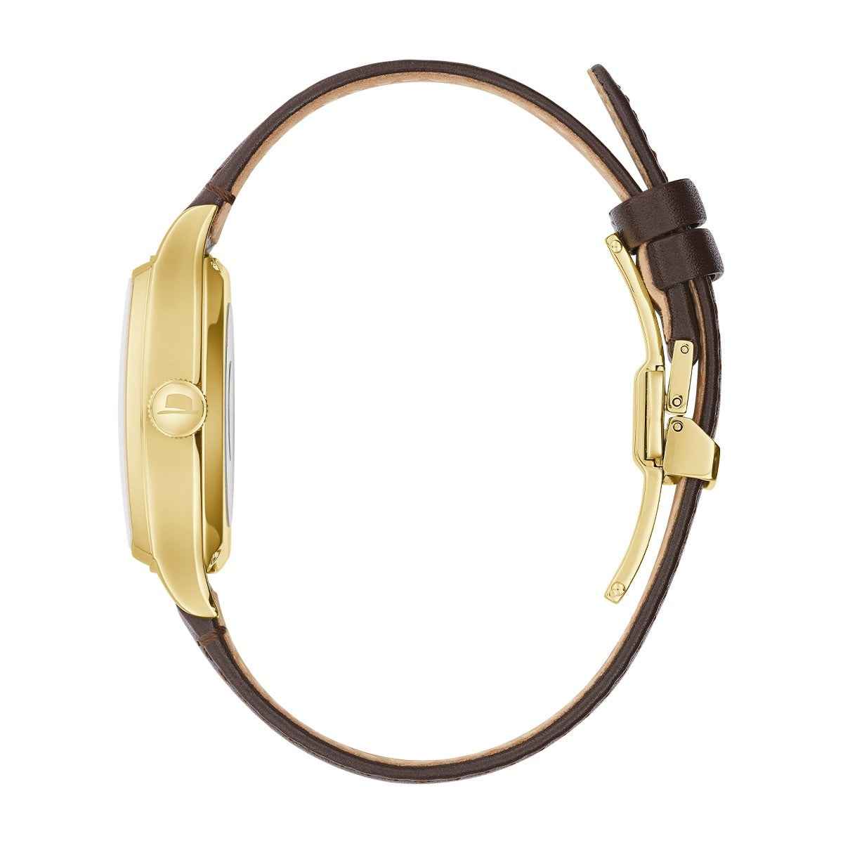 Bulova Men's Frank Sinatra Young at Heart Automatic Gold-Tone Stainless Steel Watch with Brown Dial & Leather Strap