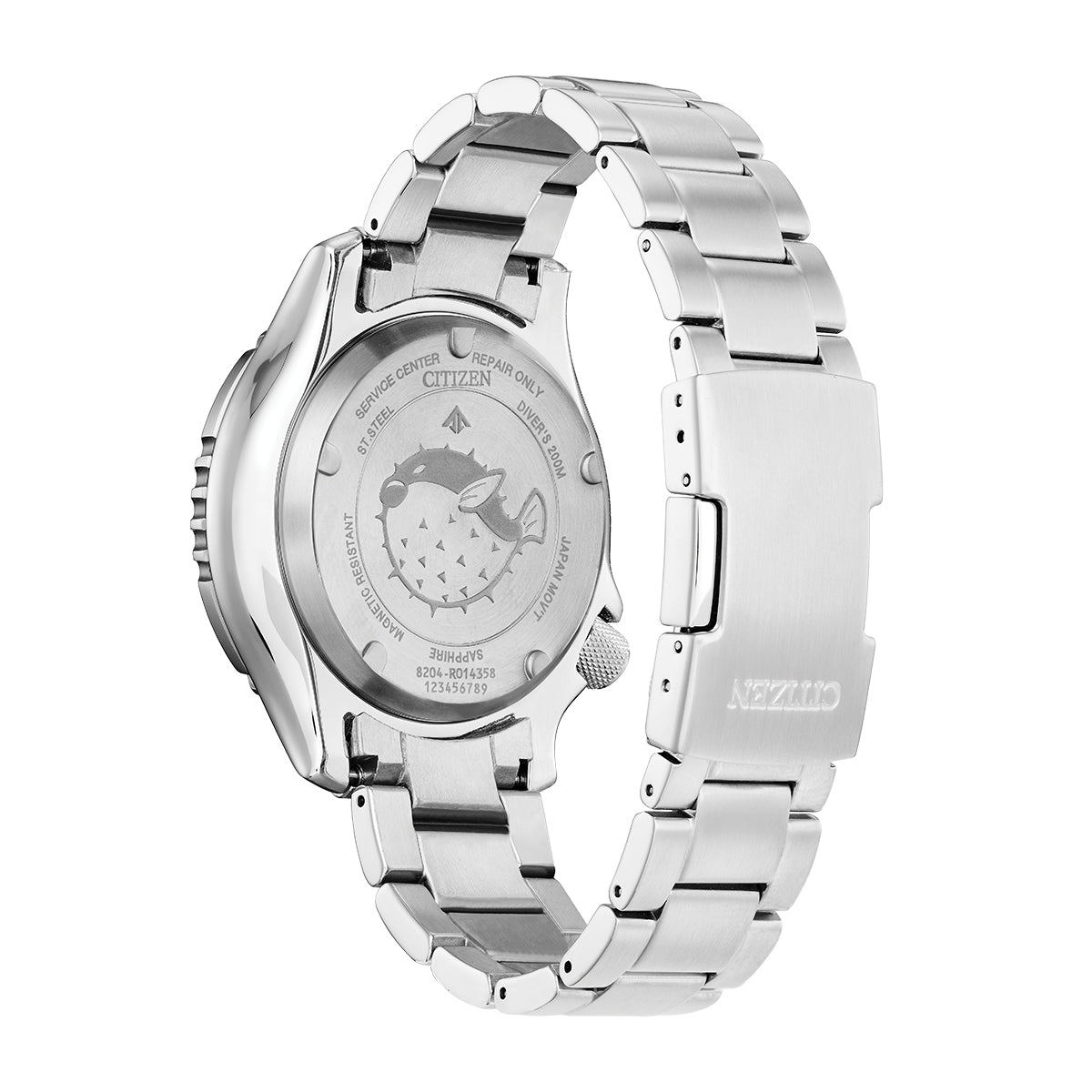Citizen Men's Promaster Dive Automatic Stainless Steel Watch with Green Dial close-up detail
