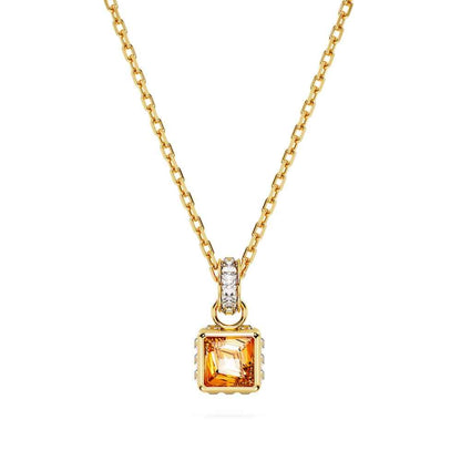 Swarovski Chroma Square Yellow Crystal Pendant in Yellow Gold-Tone Plating