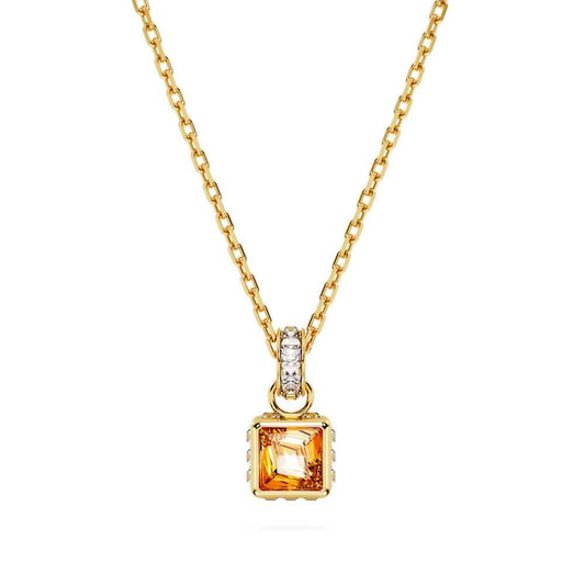 Swarovski Chroma Square Yellow Crystal Pendant in Yellow Gold-Tone Plating