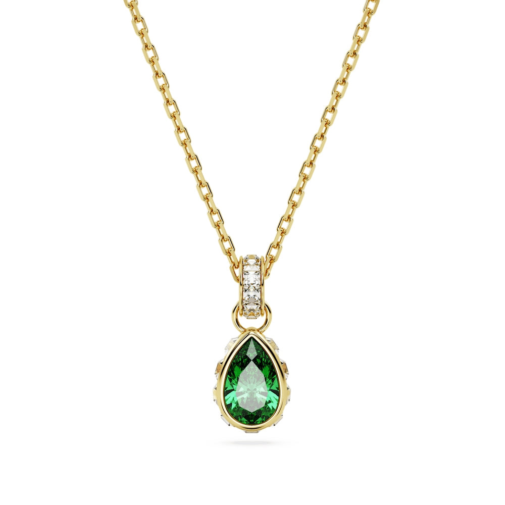 Swarovski Pear Green Stilla Crystal Pendant in Yellow Gold-Tone Plating