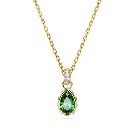 Swarovski Pear Green Stilla Crystal Pendant in Yellow Gold-Tone Plating