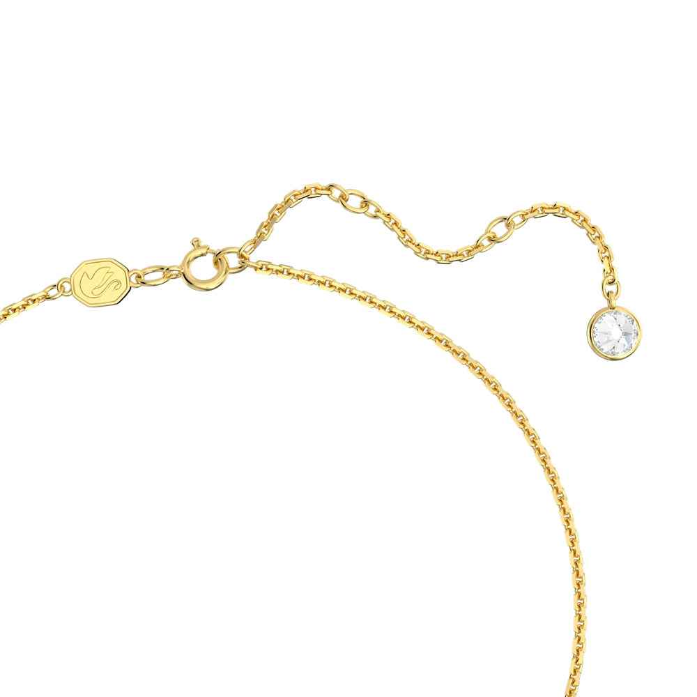 Swarovski Gema Pear & Marquise Green Crystal Flower Pendant in Yellow Gold-Tone Plating front view