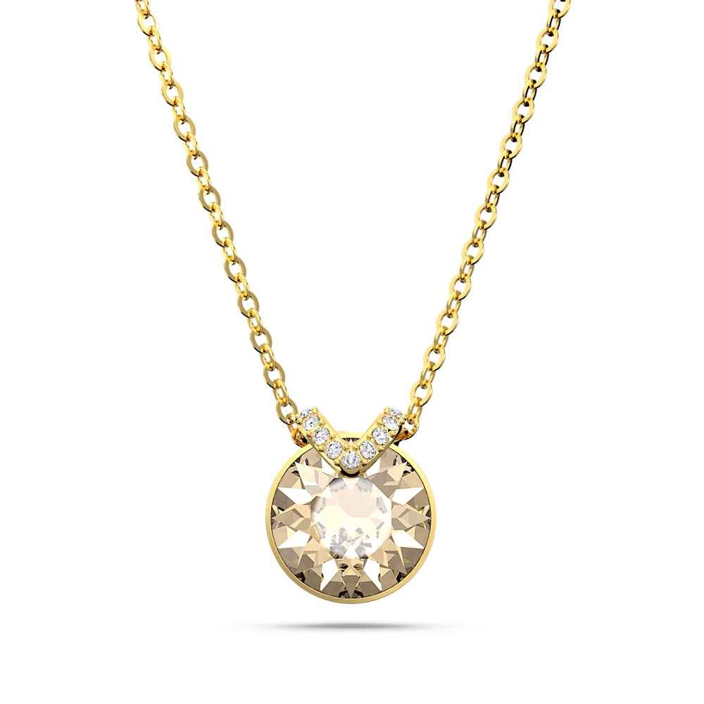 Swarovski Bella V Round Gold Crystal Pendant in Yellow Gold-Tone Plating