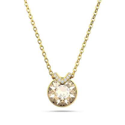 Swarovski Bella V Round Gold Crystal Pendant in Yellow Gold-Tone Plating