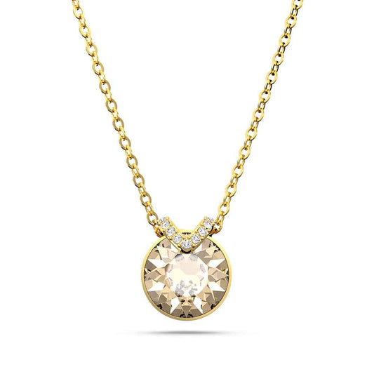 Swarovski Bella V Round Gold Crystal Pendant in Yellow Gold-Tone Plating