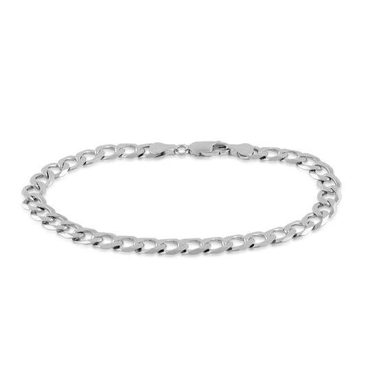 7mm 8.5-inch Curb Chain Bracelet in Sterling Silver