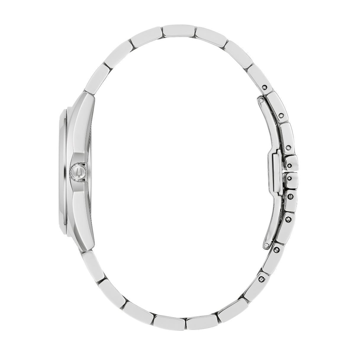 Bulova Ladies' Surveyor Stainless Steel Watch with Blue Dial & Diamond Accents front view