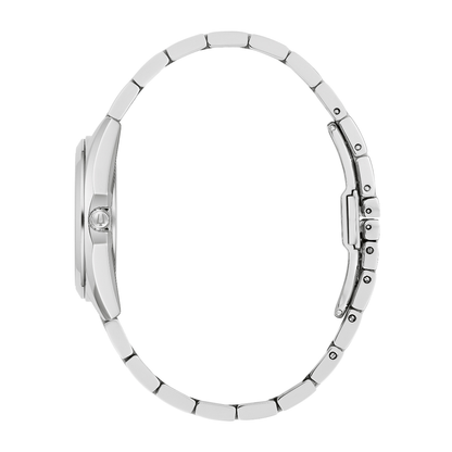 Bulova Ladies' Surveyor Stainless Steel Watch with Blue Dial & Diamond Accents front view