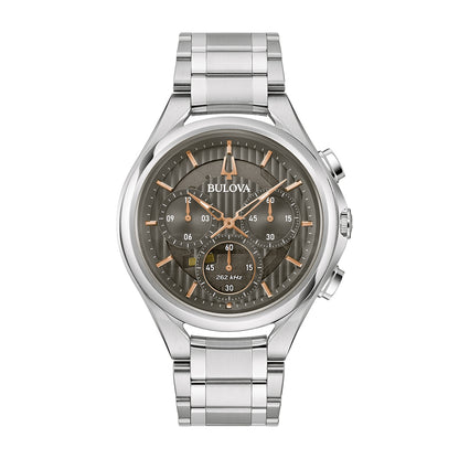 Bulova Men's Curv Quartz Chronograph Stainless Steel Watch with Gray Dial