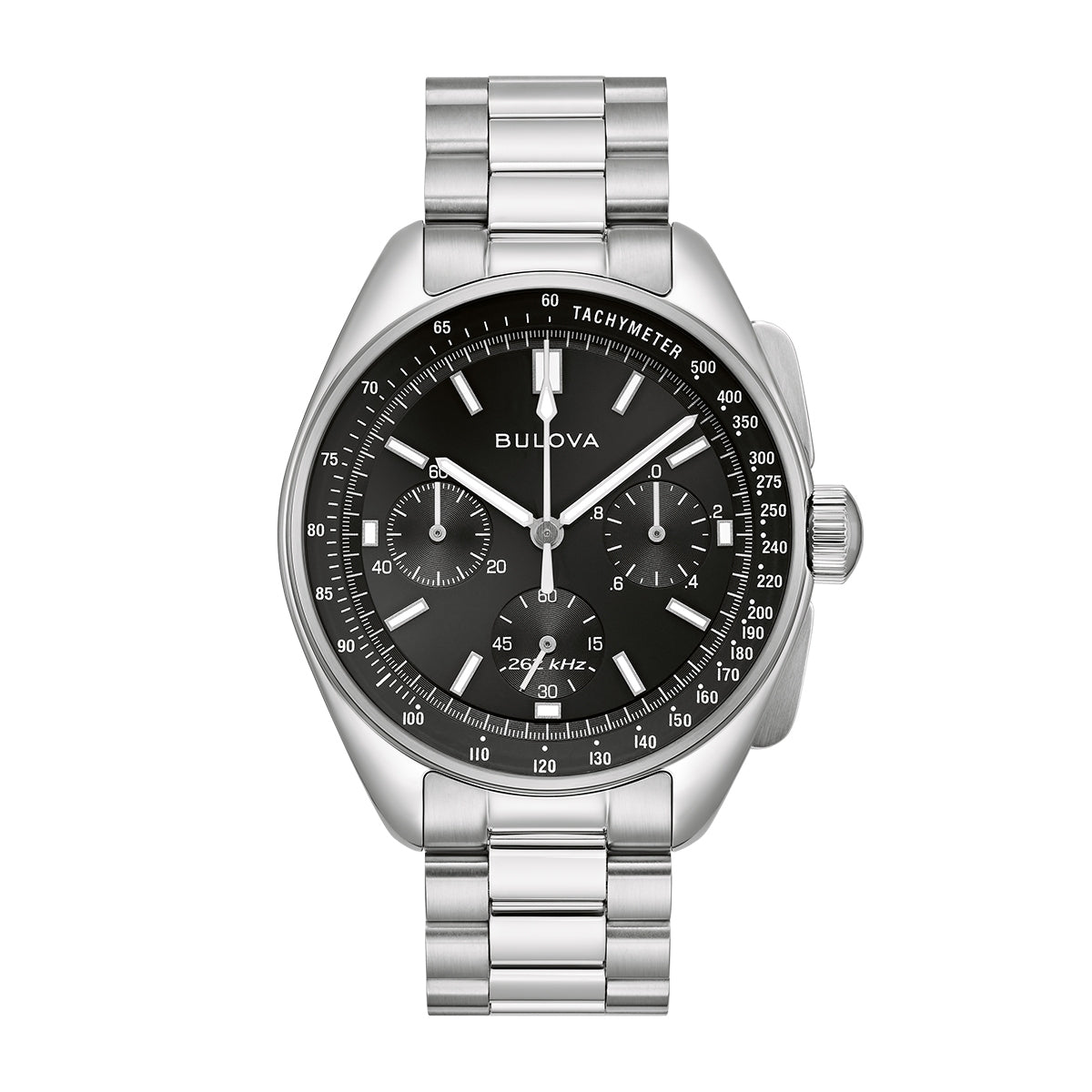 Bulova Men's Archive Series Lunar Pilot Quartz Chronograph Stainless Steel Watch Set with Black Leather Strap and Dial