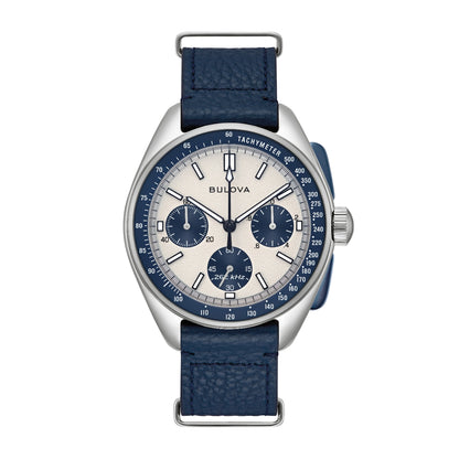 Bulova Men's Archive Series Lunar Pilot Stainless Steel Watch with Silver Dial full view