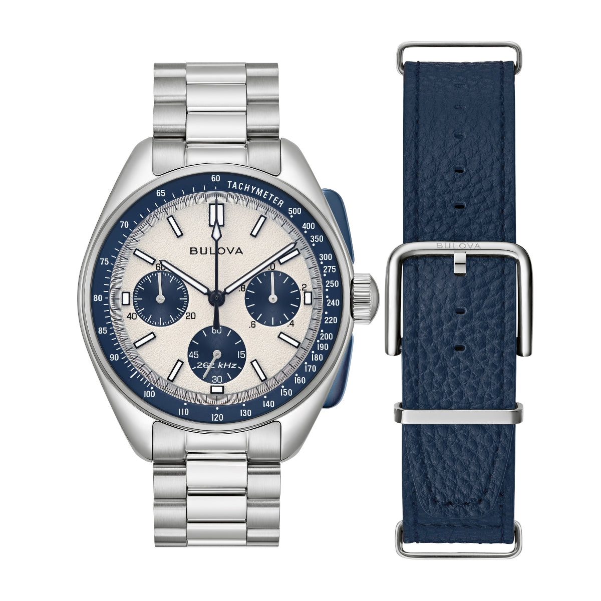 Bulova Men's Archive Series Lunar Pilot Stainless Steel Watch with Silver Dial