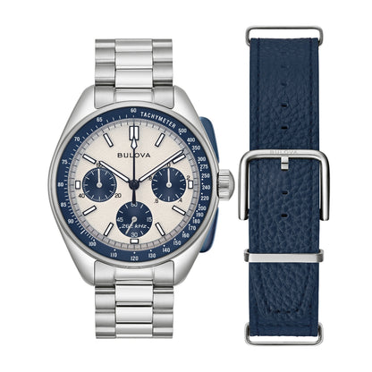 Bulova Men's Archive Series Lunar Pilot Stainless Steel Watch with Silver Dial