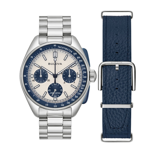 Bulova Men's Archive Series Lunar Pilot Stainless Steel Watch with Silver Dial