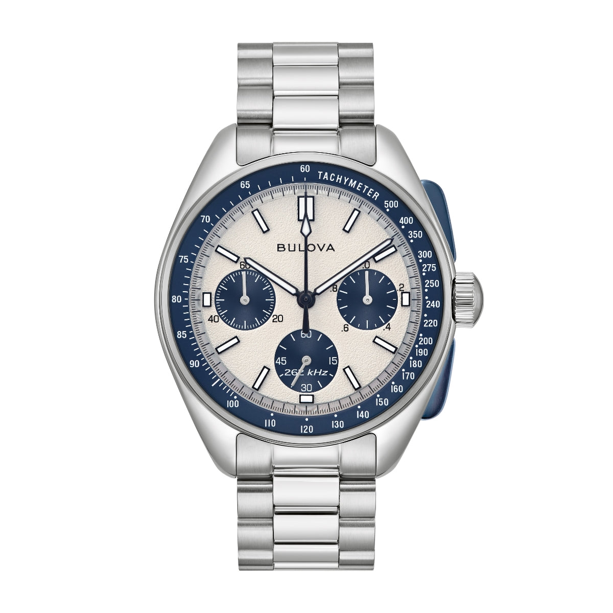 Bulova Men's Archive Series Lunar Pilot Stainless Steel Watch with Silver Dial front view