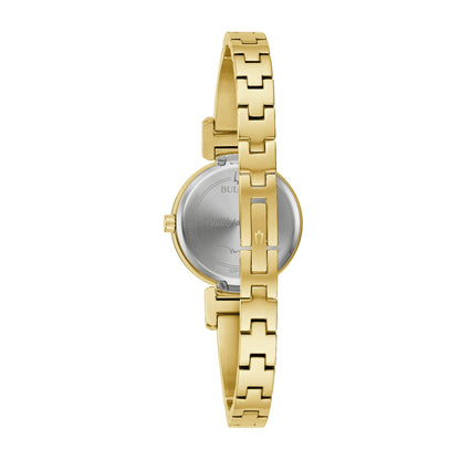 Bulova Marc Anthony Gold-Tone Stainless Steel Watch with Champagne Dial & Diamond Accents close-up detail