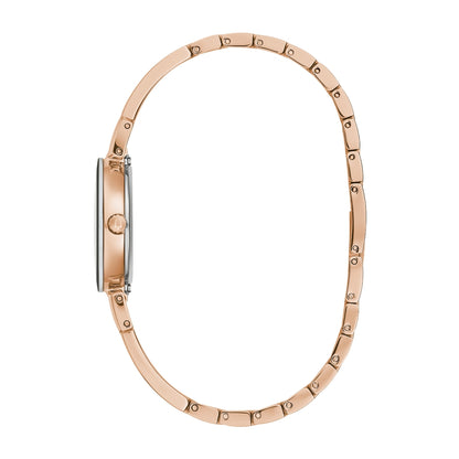 Bulova Marc Anthony Pink Gold-Tone Stainless Steel Watch with Black Mother of Pearl Dial & Diamond Accents front view