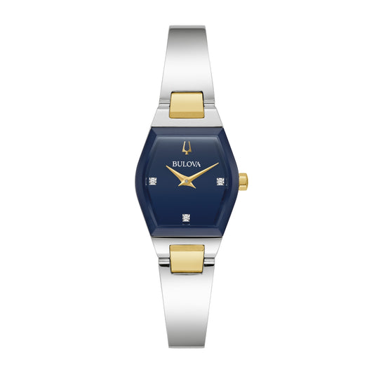 Bulova Ladies' Gemini Two-Tone Stainless Steel Watch with Blue Dial & Diamond Accents