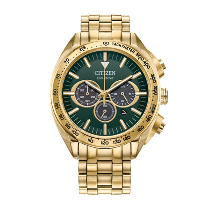 Citizen Men's Sport Luxury Carson Gold-Tone Stainless Steel Watch with Green Dial