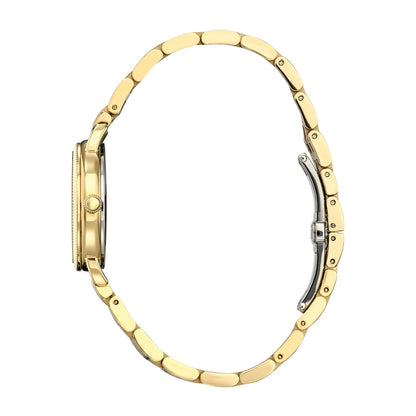 Citizen Ladies' Classic Coin Edge Gold-Tone Stainless Steel Watch with Silver Dial front view