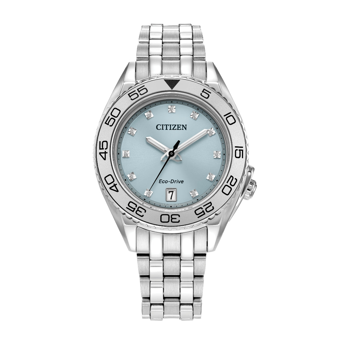 Citizen Ladies' Carson Stainless Steel Watch with Light Blue Dial & Diamond Accents