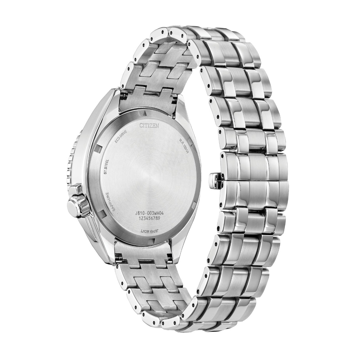 Citizen Men's Carson Stainless Steel Watch with Blue Dial close-up detail