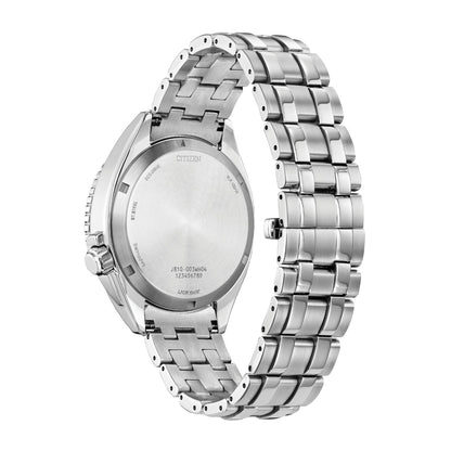 Citizen Men's Carson Stainless Steel Watch with Blue Dial close-up detail