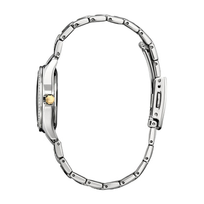 Citizen Ladies' Crystal Collection Two-Tone Stainless Steel Watch with Silver Dial front view