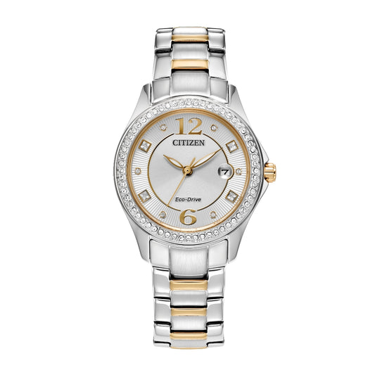 Citizen Ladies' Crystal Collection Two-Tone Stainless Steel Watch with Silver Dial