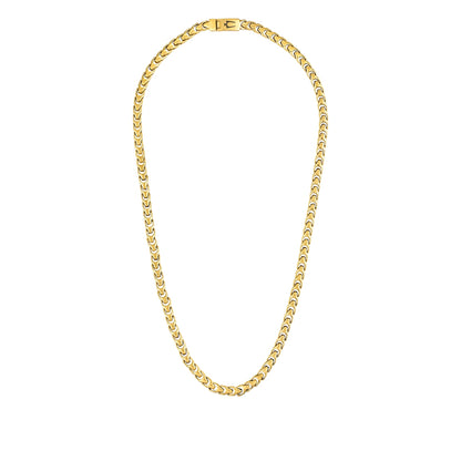 Bulova Men's 8mm 24-inch Link Necklace in Gold-Tone Ion Plated Stainless Steel front view