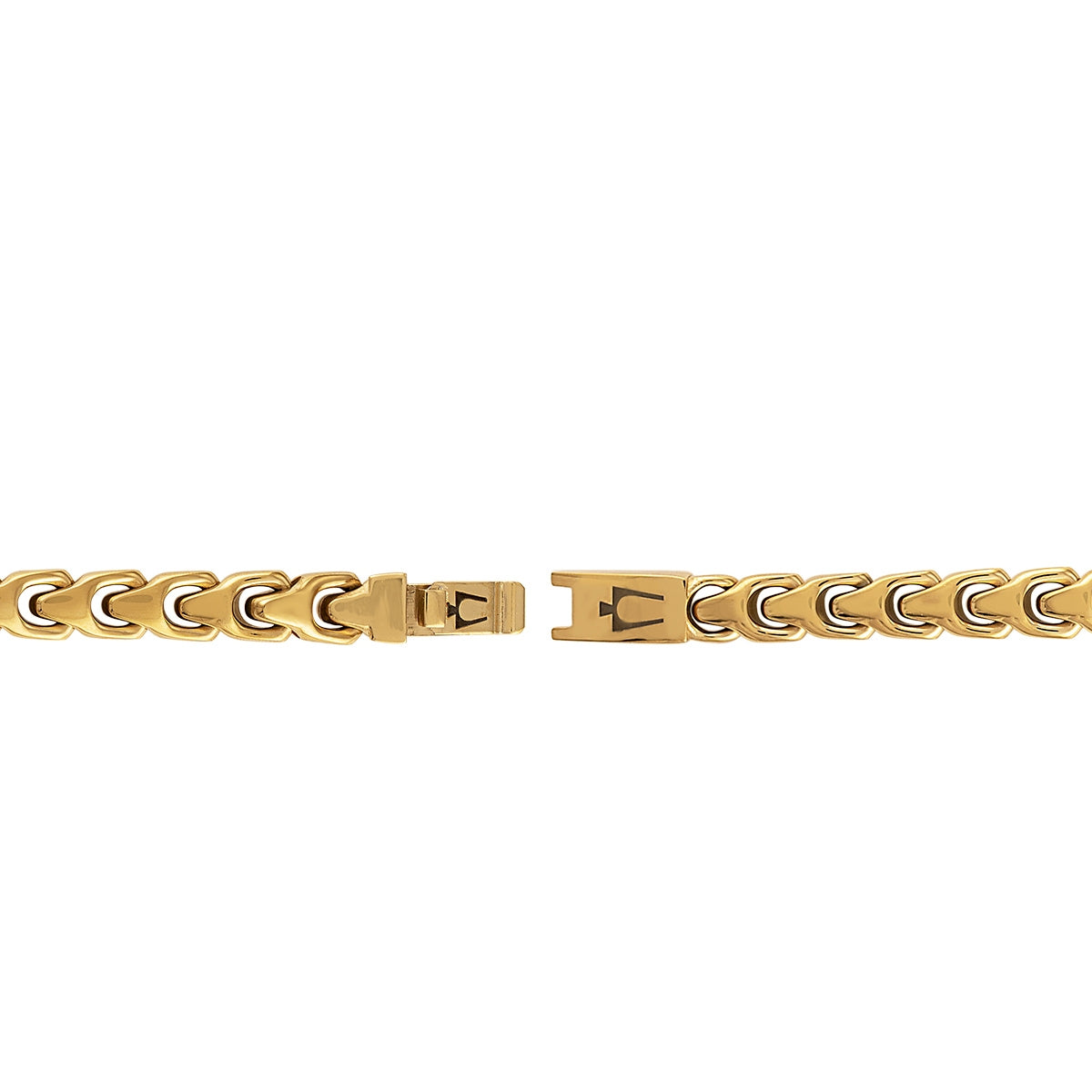 Bulova Men's 8mm 8.5-inch Link Bracelet in Gold-Tone Ion Plated Stainless Steel front view