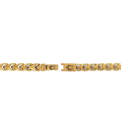 Bulova Men's 8mm 8.5-inch Link Bracelet in Gold-Tone Ion Plated Stainless Steel front view