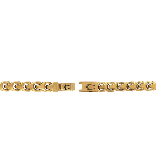 Bulova Men's 8mm 8.5-inch Link Bracelet in Gold-Tone Ion Plated Stainless Steel front view