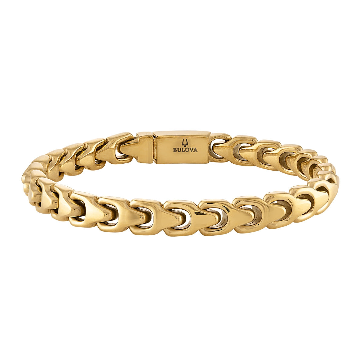 Bulova Men's 8mm 8.5-inch Link Bracelet in Gold-Tone Ion Plated Stainless Steel