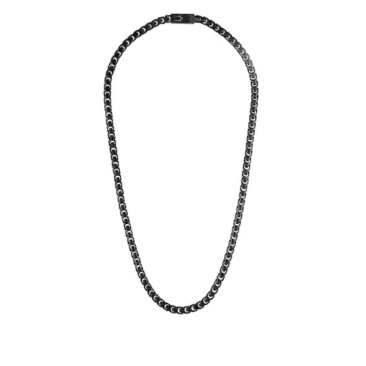 Bulova Men's 6mm 22-inch Link Necklace in Black Ion Plated Stainless Steel front view