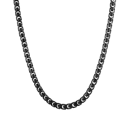 Bulova Men's 6mm 22-inch Link Necklace in Black Ion Plated Stainless Steel