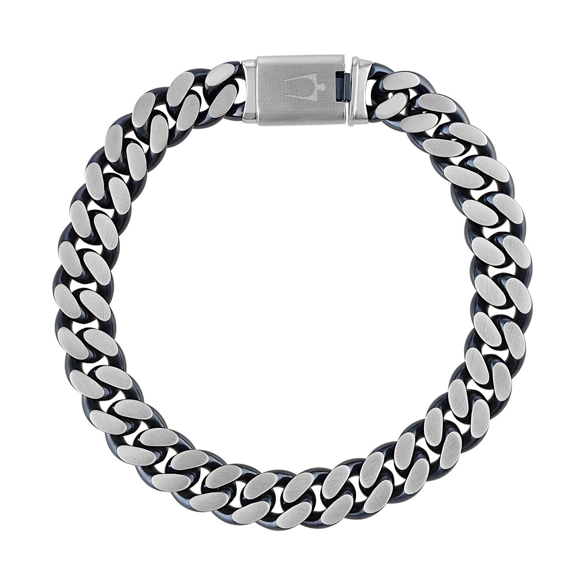 Bulova Men's 10mm 8.5-inch Curb Chain Bracelet in Blue Ion Plated Stainless Steel