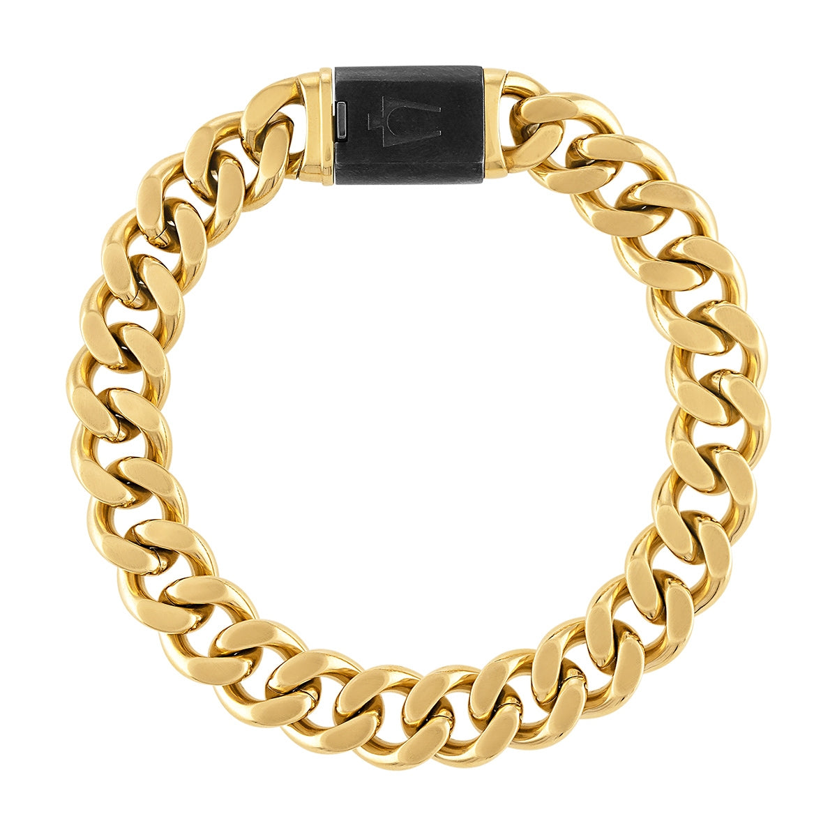 Bulova Men's 13mm 8.5-inch Curb Chain Bracelet in Gold-Tone Ion Plated Stainless Steel