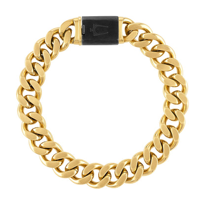 Bulova Men's 13mm 8.5-inch Curb Chain Bracelet in Gold-Tone Ion Plated Stainless Steel