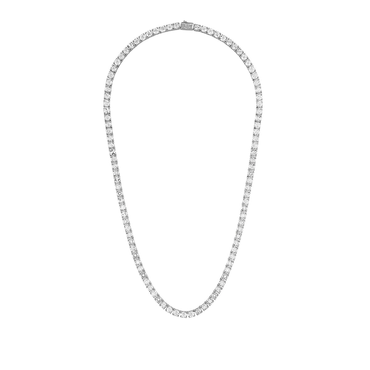 Bulova Men's Round White Topaz 22-inch Tennis Necklace in Sterling Silver front view