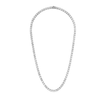 Bulova Men's Round White Topaz 22-inch Tennis Necklace in Sterling Silver front view