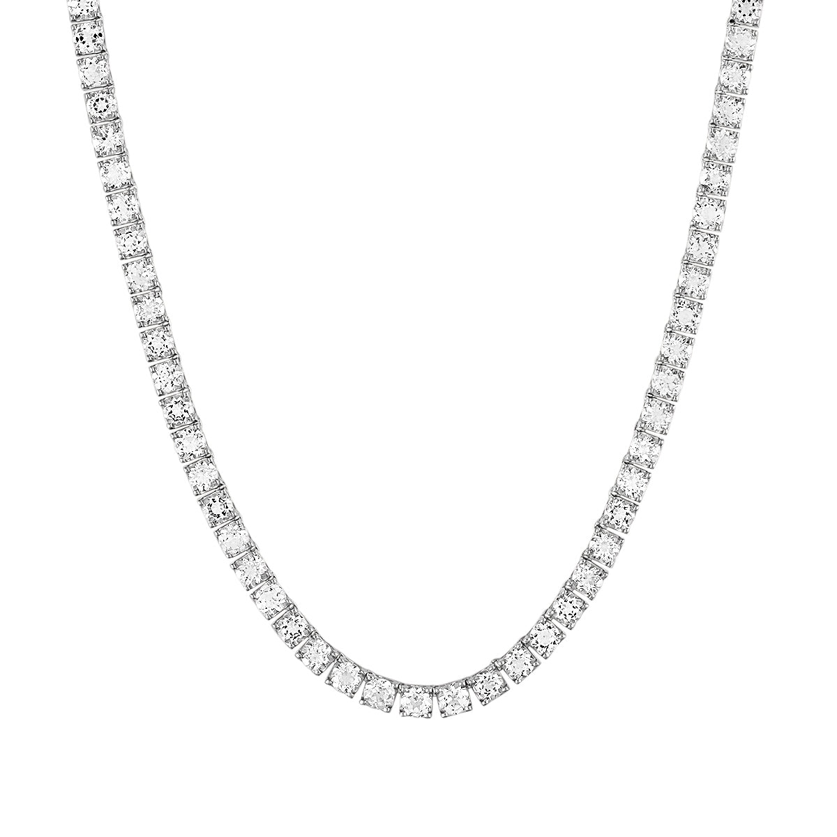 Bulova Men's Round White Topaz 22-inch Tennis Necklace in Sterling Silver